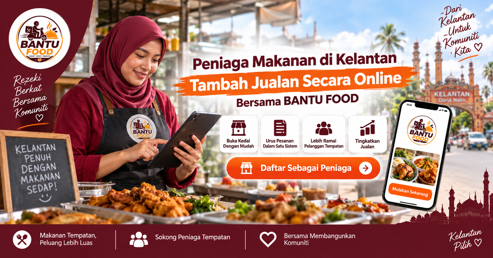 Cara Peniaga Makanan di Kelantan Tambah Jualan Secara Online Bersama BANTU FOOD