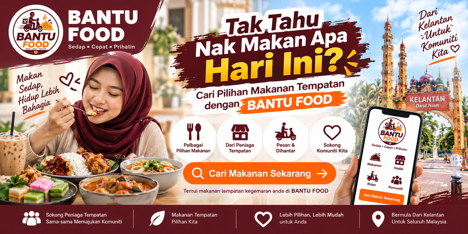Tak Tahu Nak Makan Apa Hari Ini? Cari Pilihan Makanan Tempatan Dengan BANTU FOOD